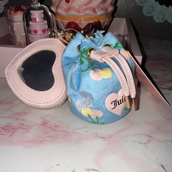 Juicy Couture Retro Juicy Cherry Draw String & Heart Micro Bags / Keychain Set - Picture 2 of 7